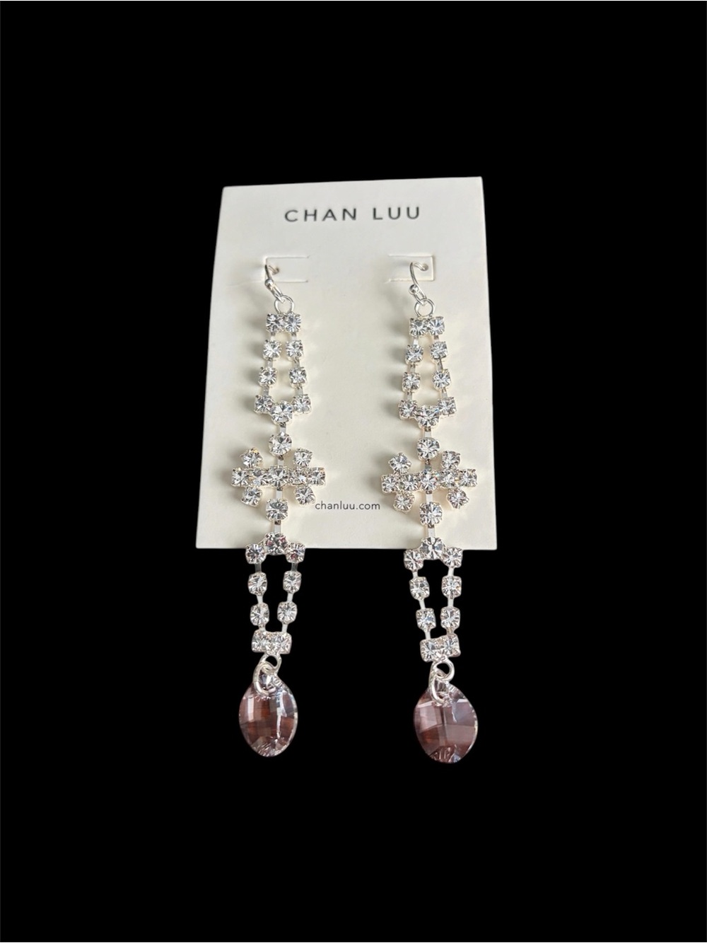 New Chan Luu silver rhinestone drop earrings designed for Anthropologie